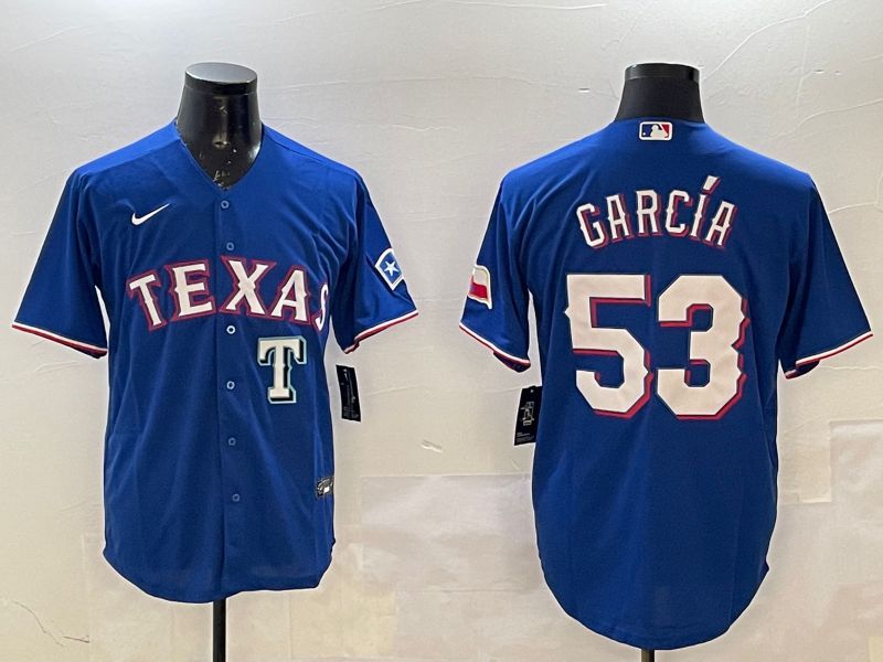 Men Texas Rangers 53 Garcia Blue Game 2025 Nike MLB Jersey style 5